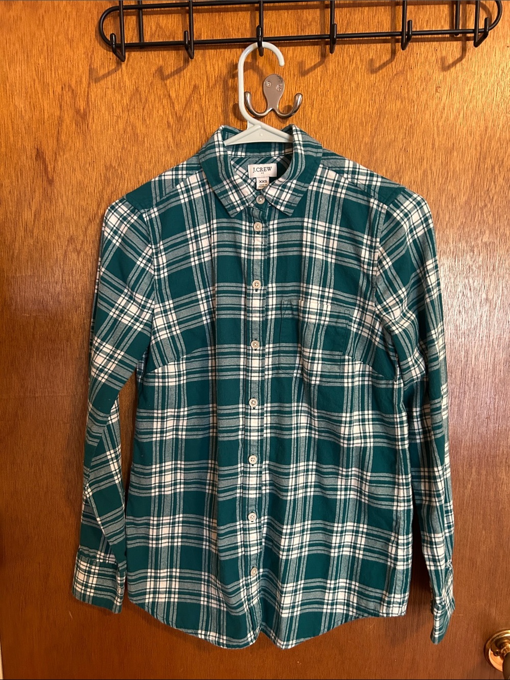J. Crew Green and White Plaid Button-Down Shirt